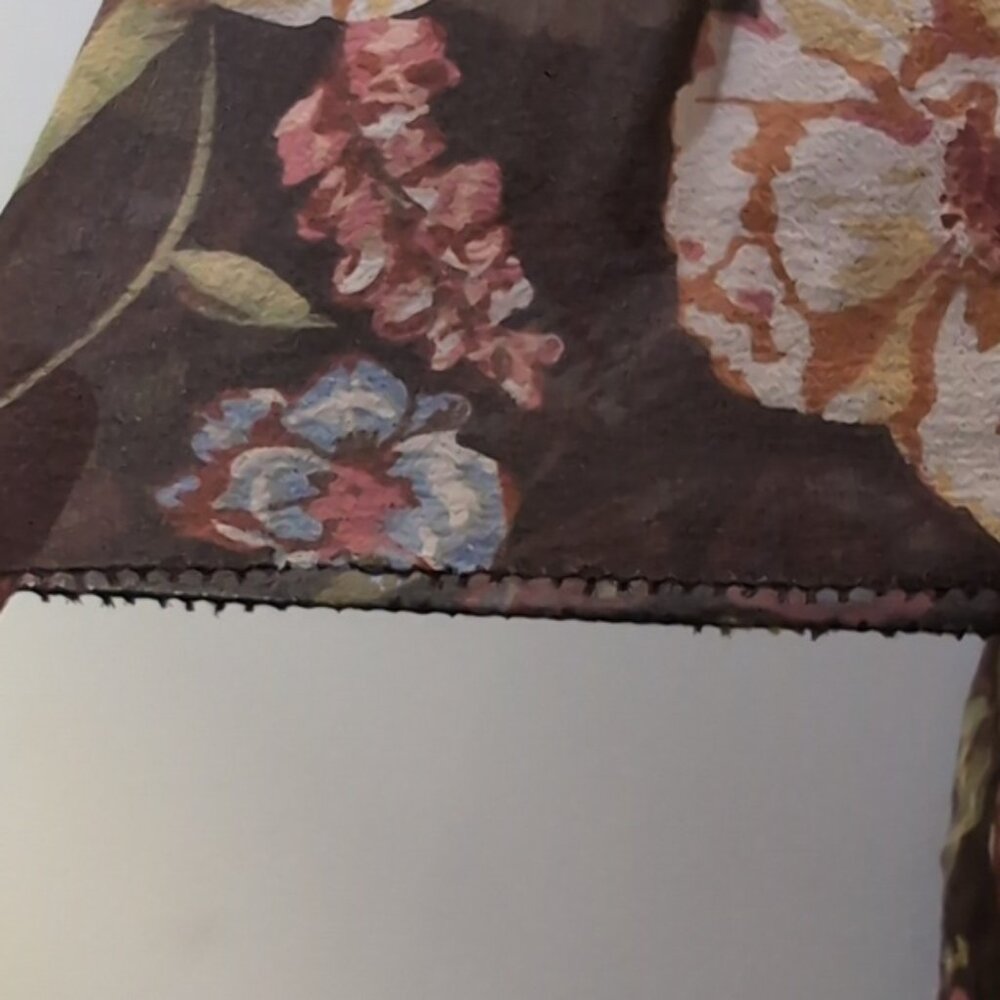 CAbi Pure Silk Top Floral Pintucked Velvet Buttoned Shirt Brown Womens Medium - Picture 11 of 14